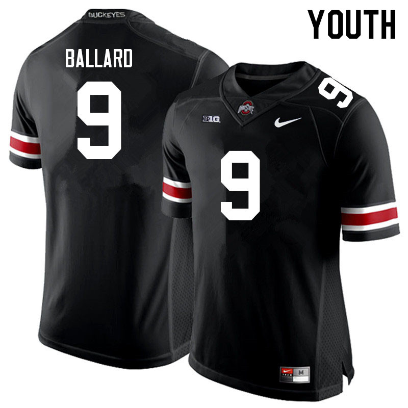 Ohio State Buckeyes Jayden Ballard Youth #9 Black Authentic Stitched College Football Jersey